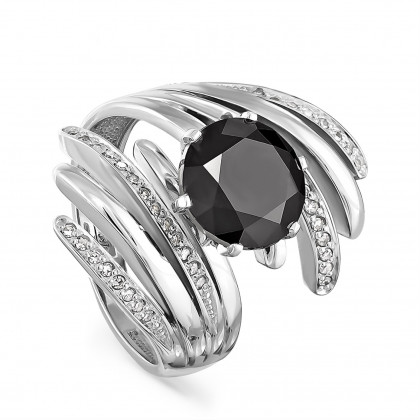 Эксклюзивное кольцо из золота с бриллиантом и бриллиантом черным